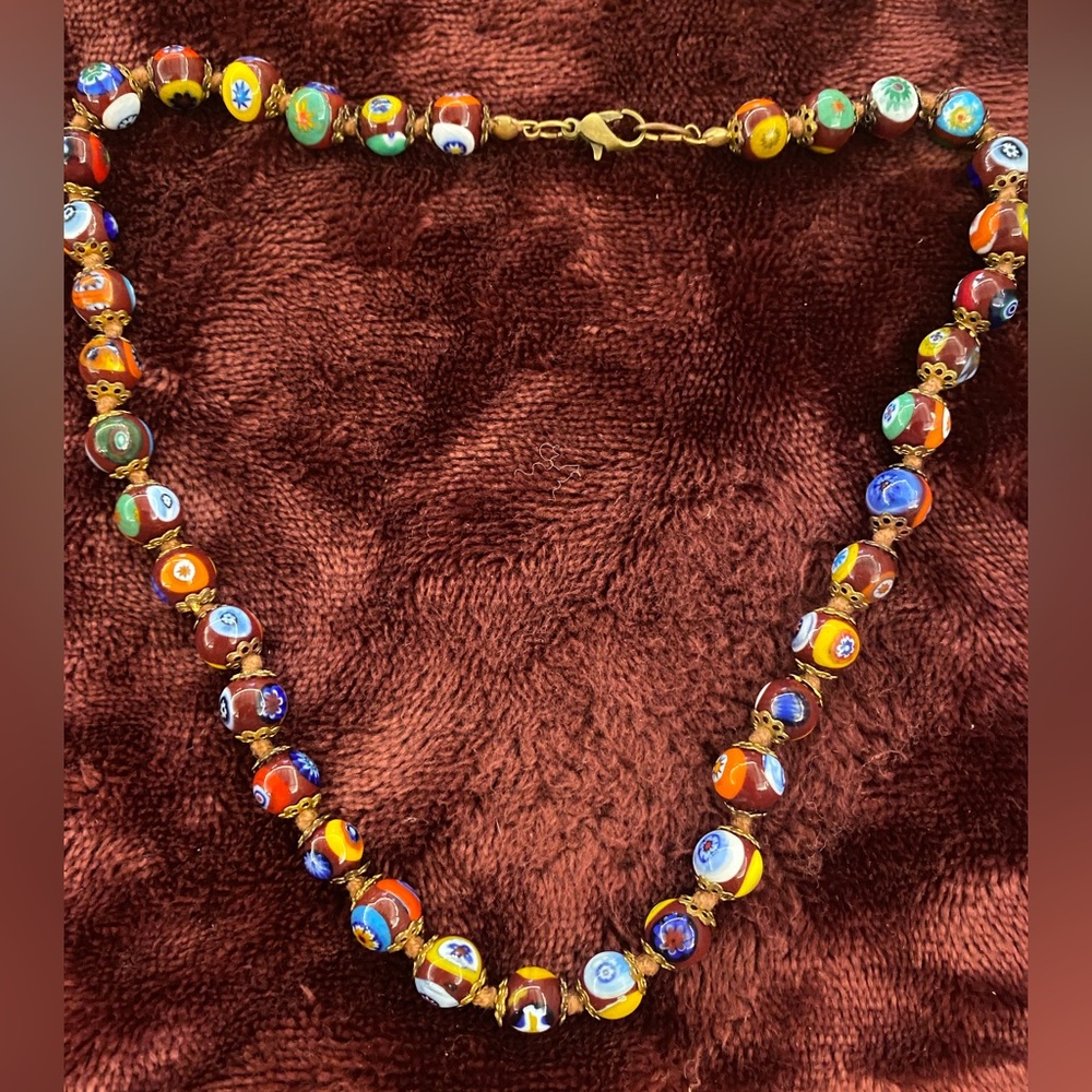 Beaded choker length necklace